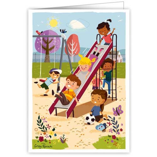 Kaart Kids Playing On The Playground