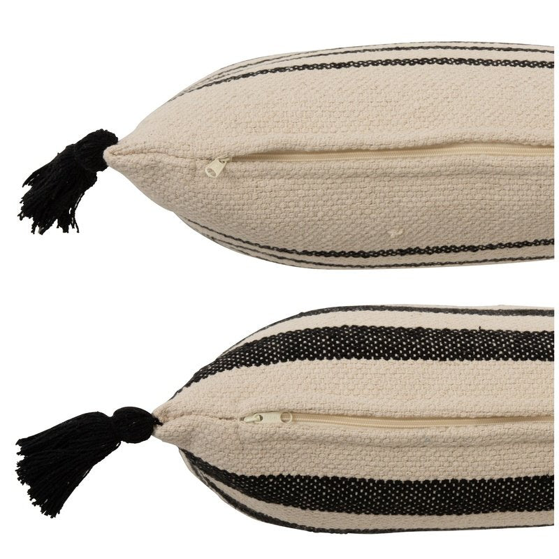 J-Line Kussen Monochroom Katoen Zwart/Wit