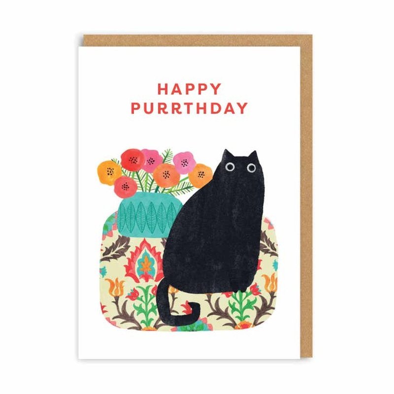 Kaart Happy Purrthday Black Cat