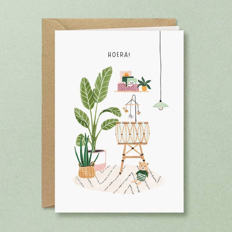 Kaart Hoera! | Baby Wieg
