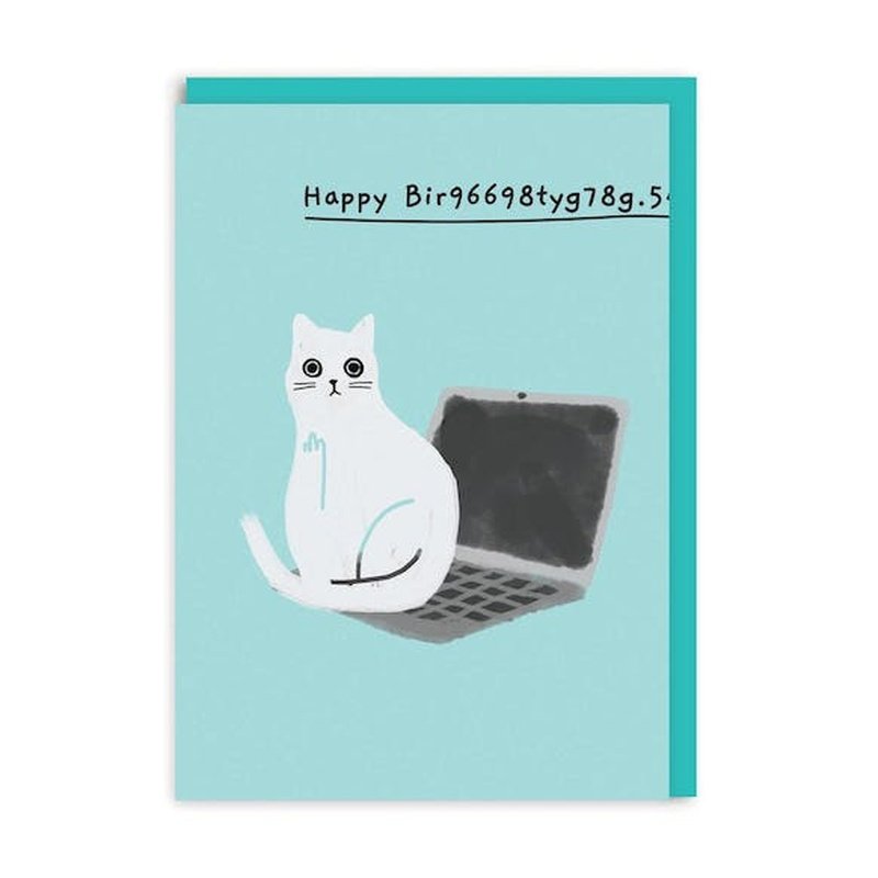 Kaart Happy Birthday Laptop Kat
