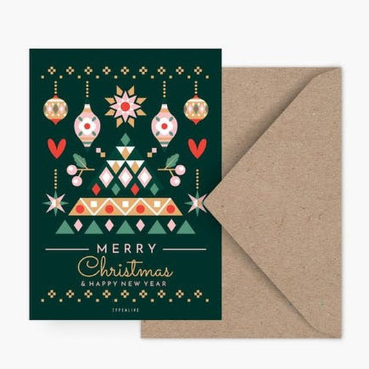 Kaart Merry Christmas & Happy New Year