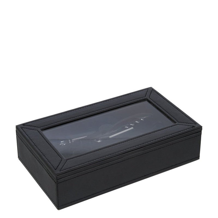 J-Line Box 6 Accessoires de vin Cognac en cuir artificiel ou noir