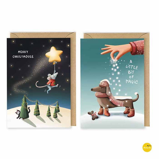 Illustralies Kerstkaarten Set # 12