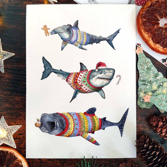 Kaart Sharks In Christmas Jumpers