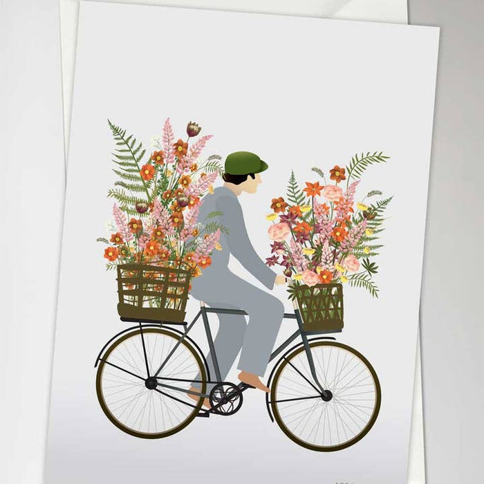Carte à vélo avec des fleurs