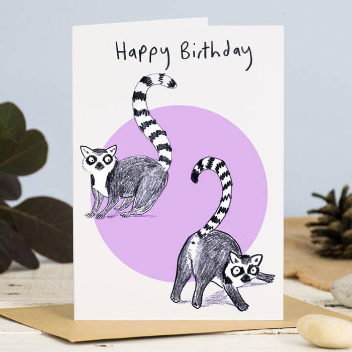 Carte Joyeux anniversaire Lemurs