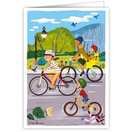 Famille de cartes lors d'une visite à vélo