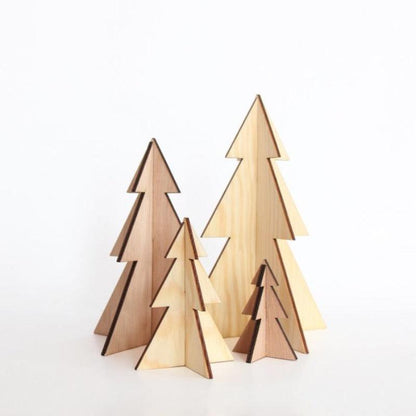Houten Kerstbomen Set van 4